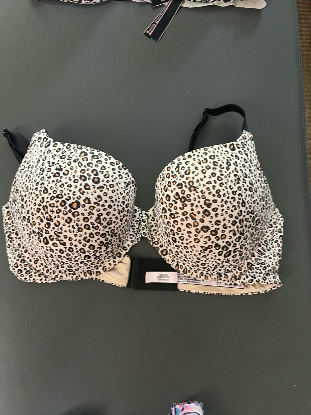 Victoria's Secret Leopard Print Padded Bra in Cream and Black